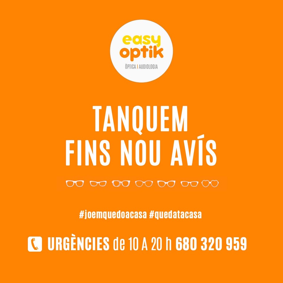 Horari especial COVID-19 Promocions principals EASY OPTIK